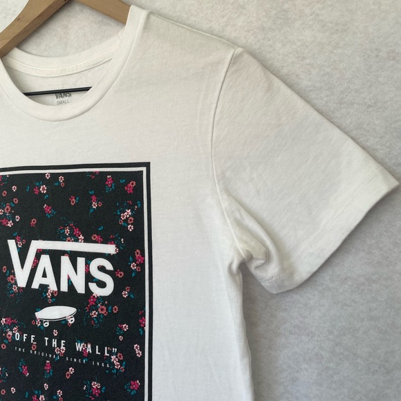 Van’s Logo Floral Short Sleeve Tee White Women’s Small - Picture 4 of 9